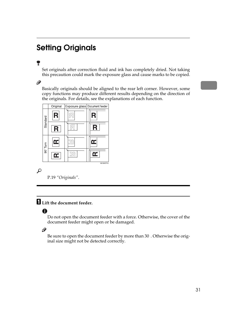 2setting originals, Setting originals on the exposure glass | Savin 3370 User Manual | Page 44 / 81