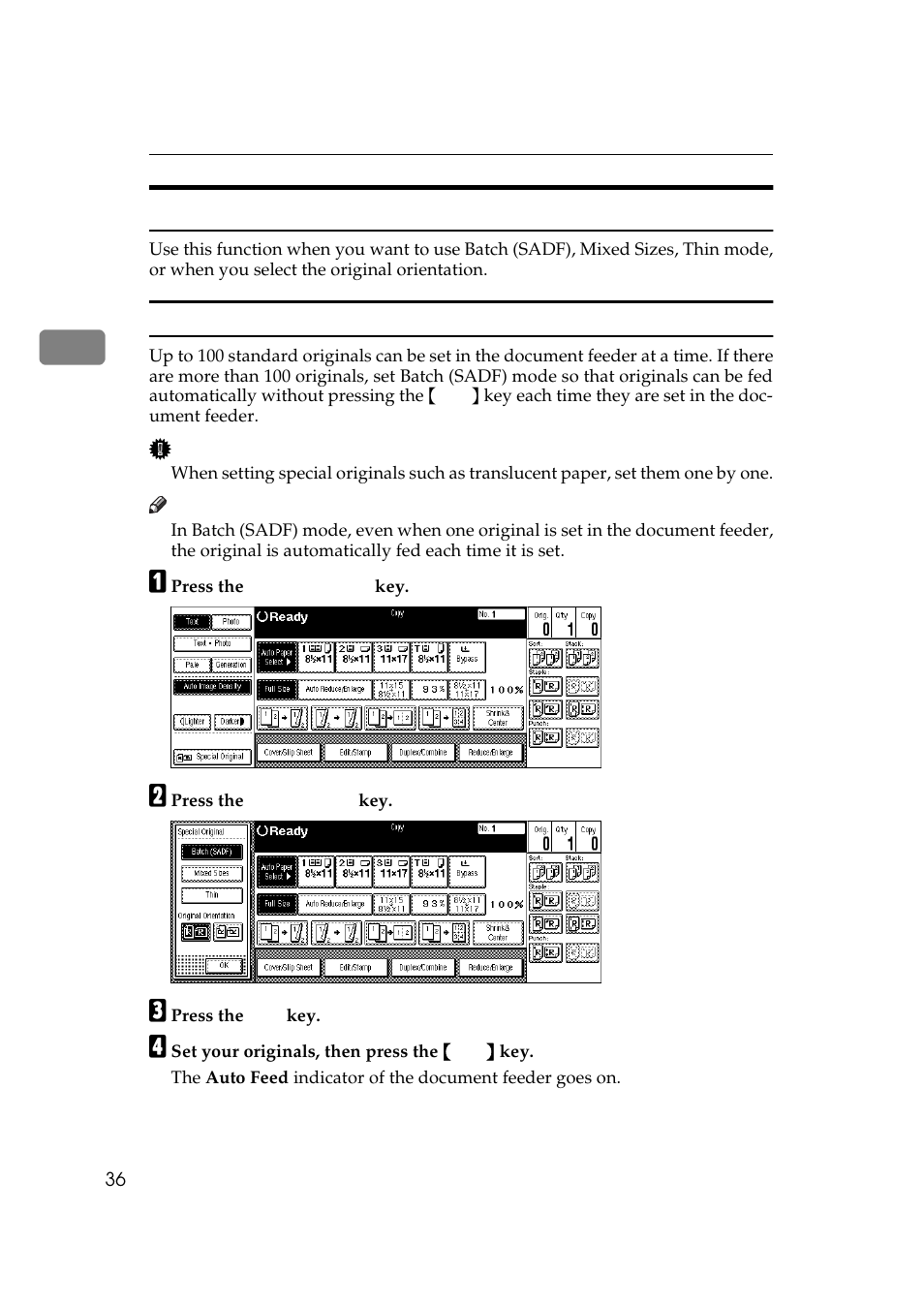 Setting special originals | Savin 3370 User Manual | Page 49 / 81
