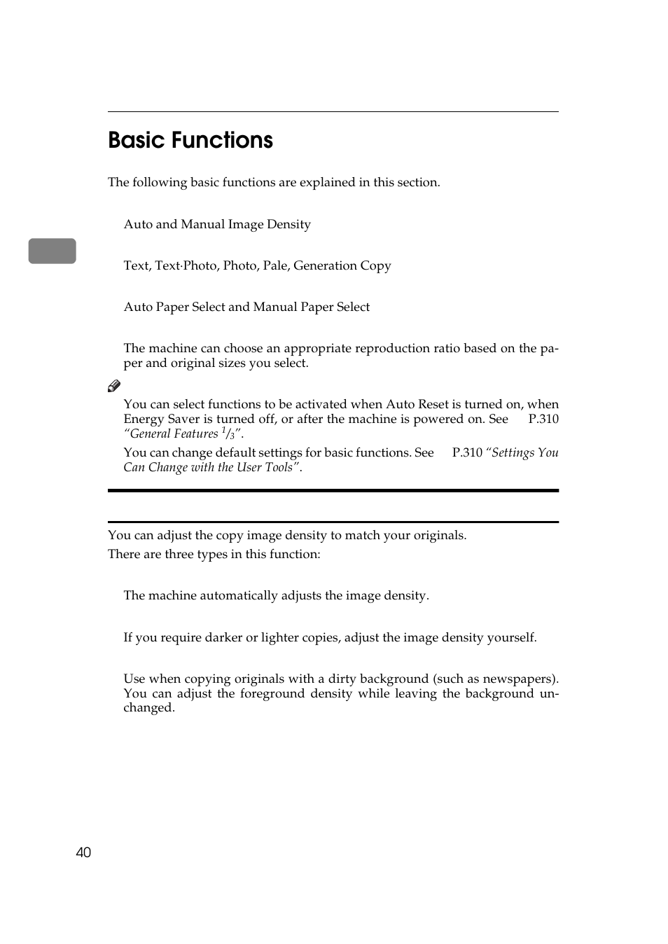 2basic functions, Adjusting copy image density | Savin 3370 User Manual | Page 53 / 81