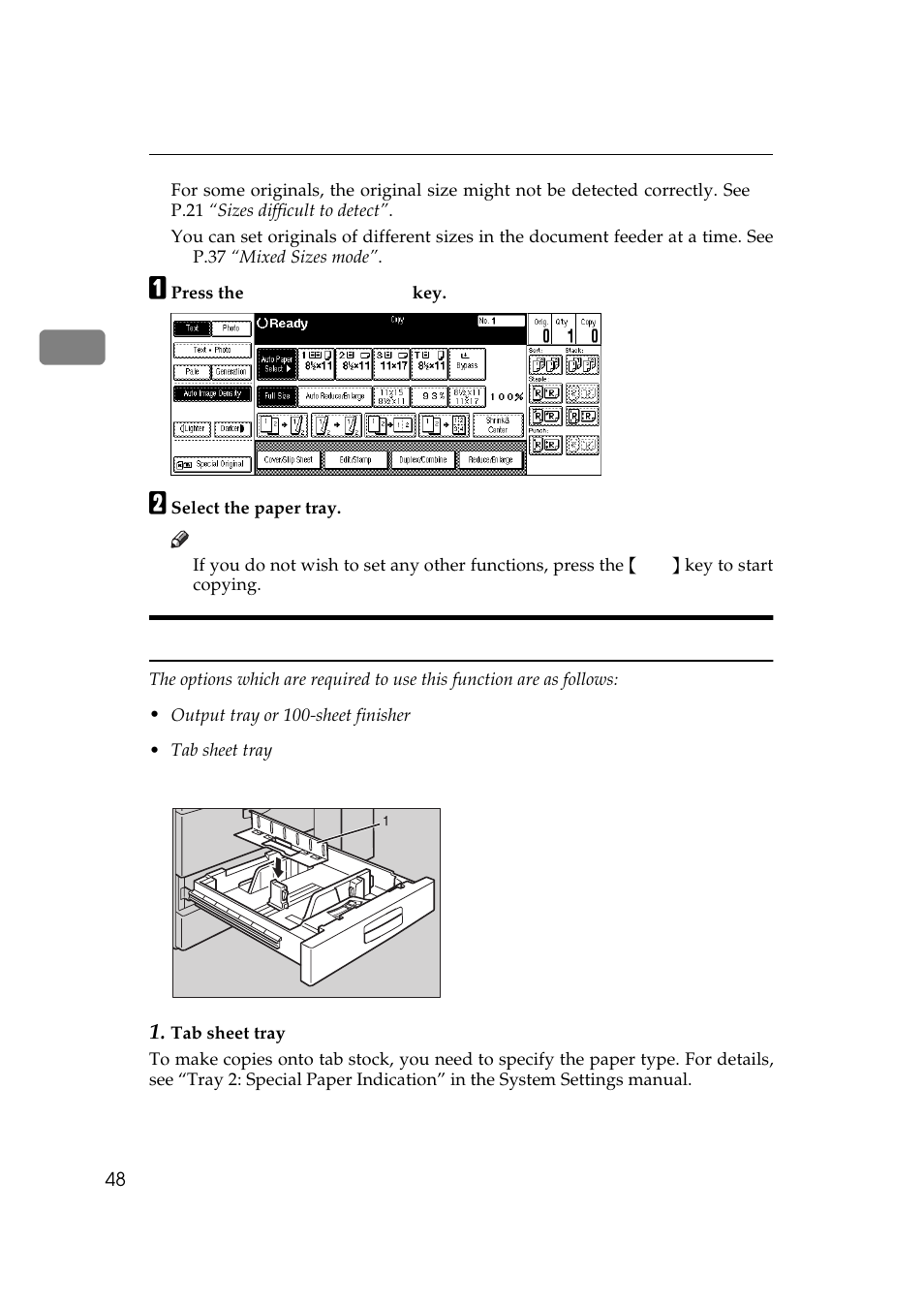 Copying onto tab stock | Savin 3370 User Manual | Page 61 / 81