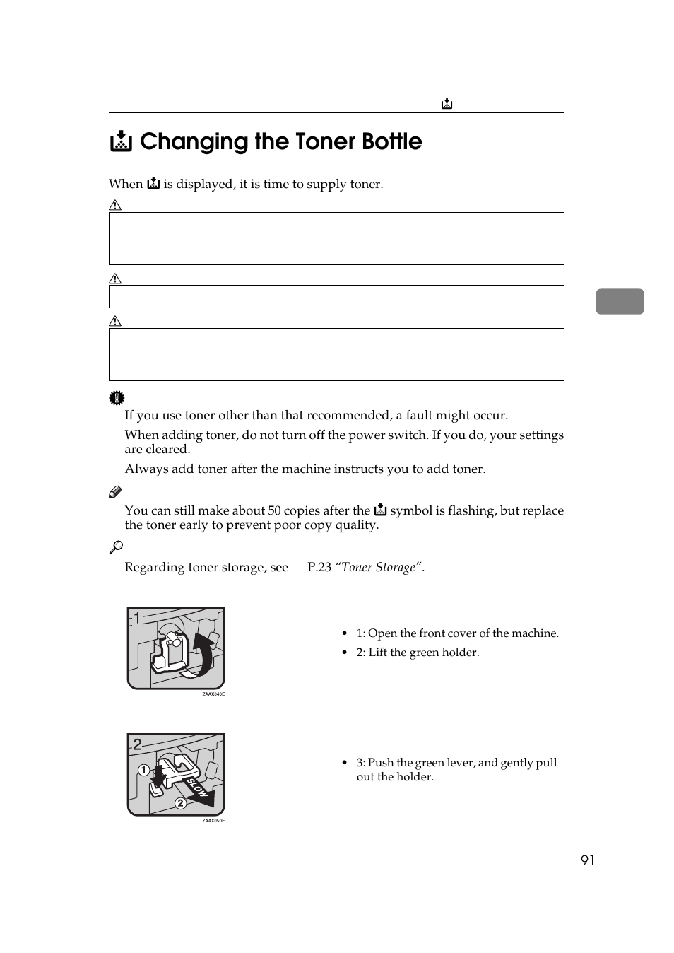 3d changing the toner bottle | Savin 9922DP User Manual | Page 102 / 163
