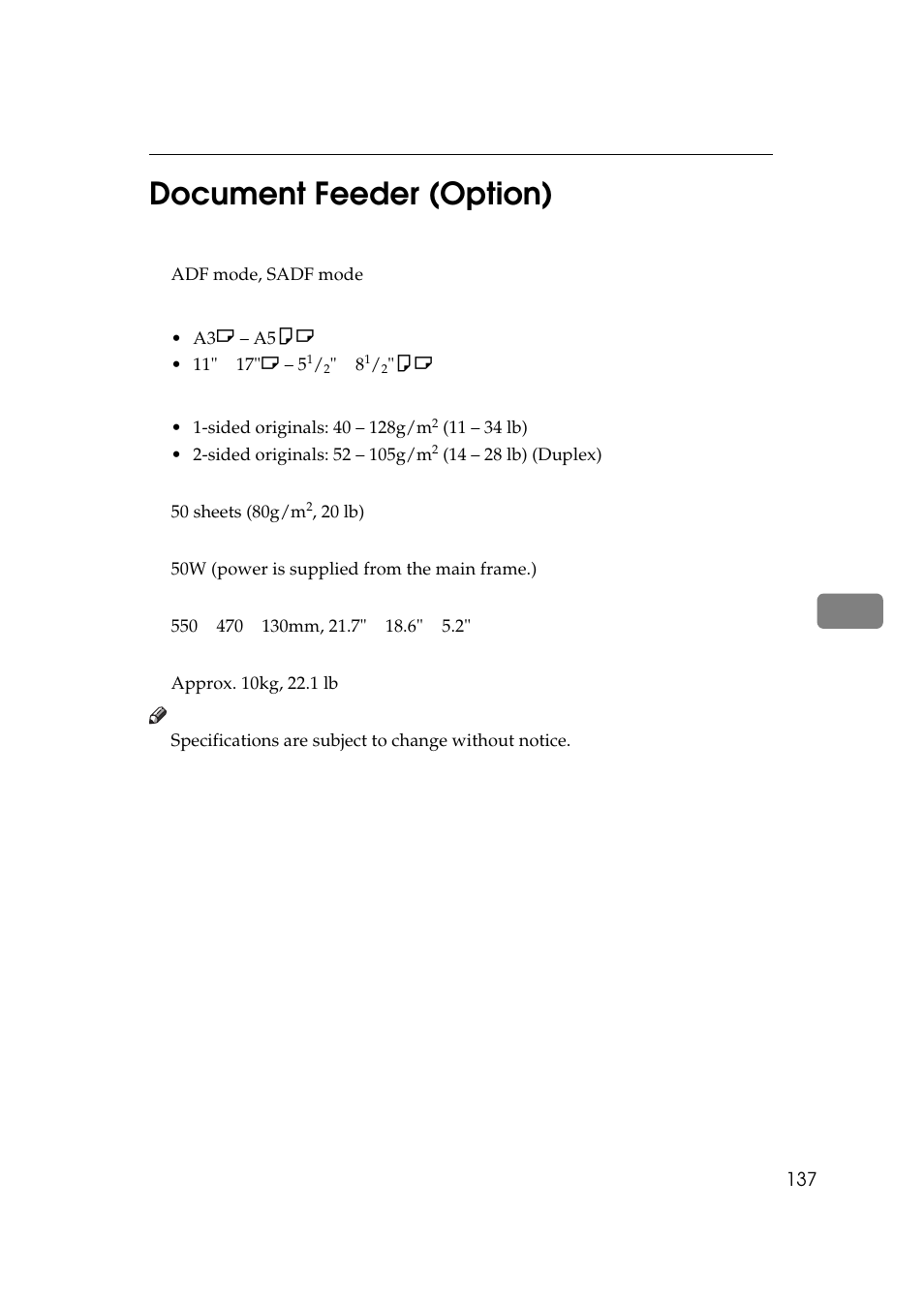 6document feeder (option) | Savin 9922DP User Manual | Page 148 / 163