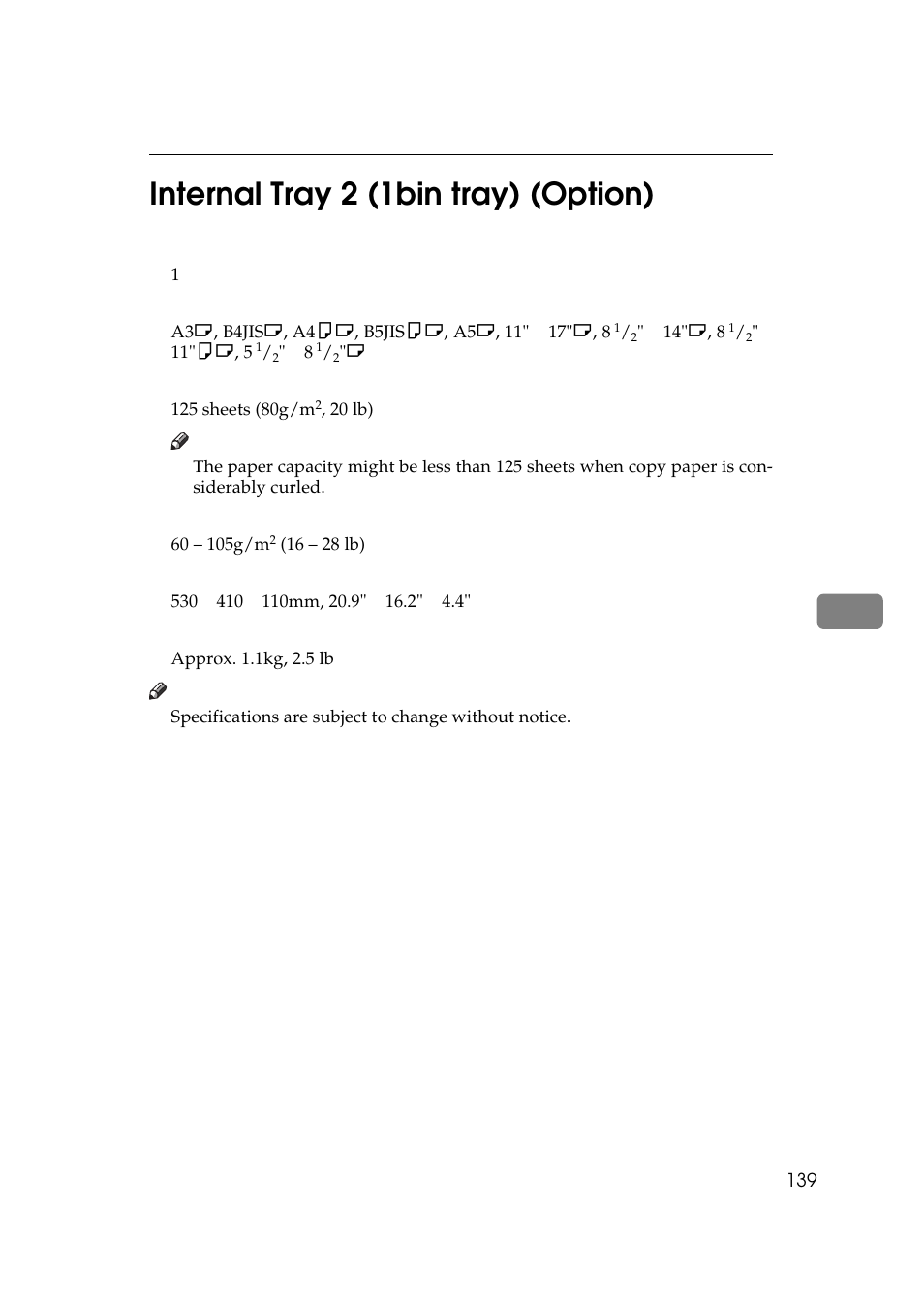 6internal tray 2 (1bin tray) (option) | Savin 9922DP User Manual | Page 150 / 163