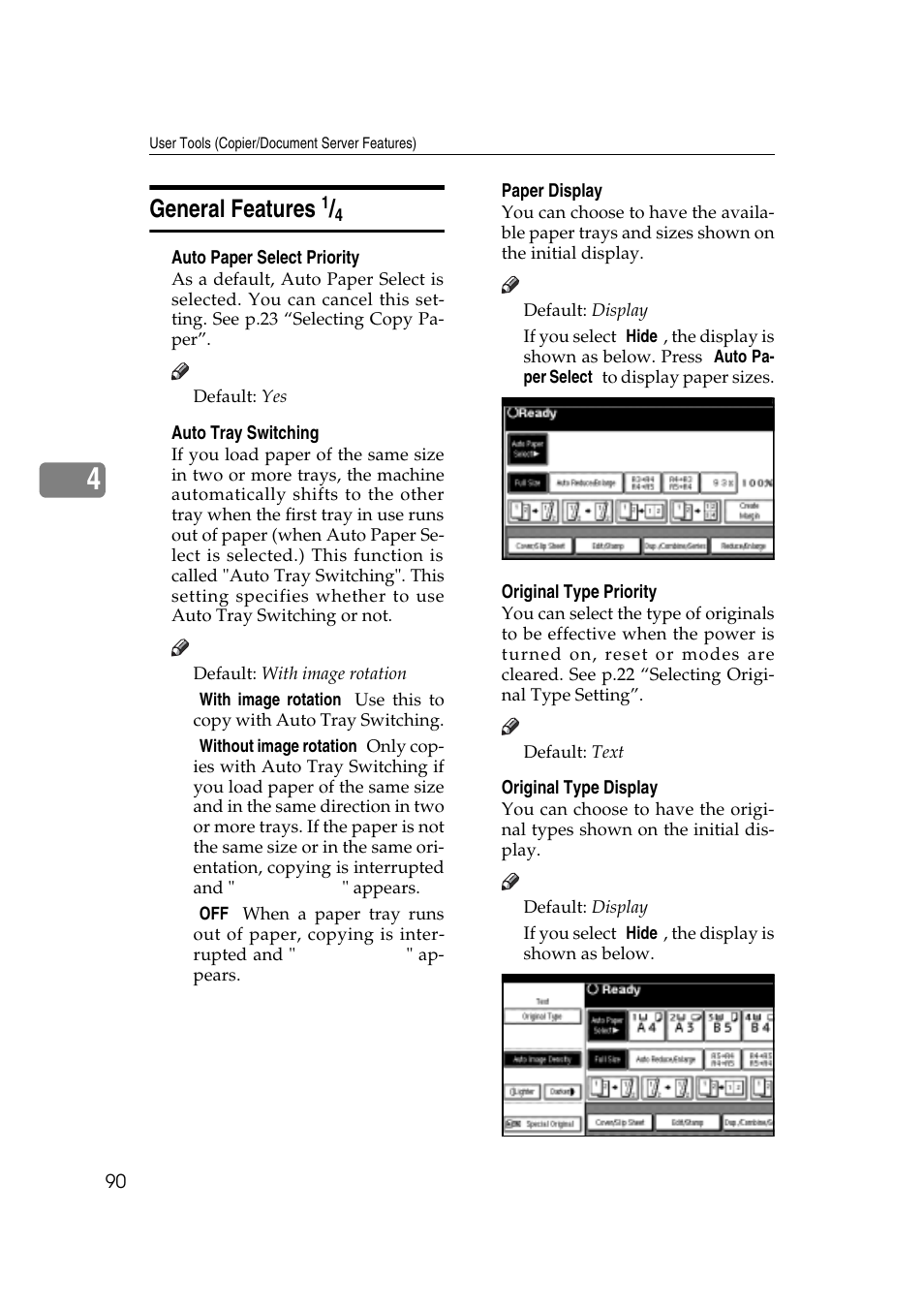 General features | Savin 4045e User Manual | Page 102 / 132