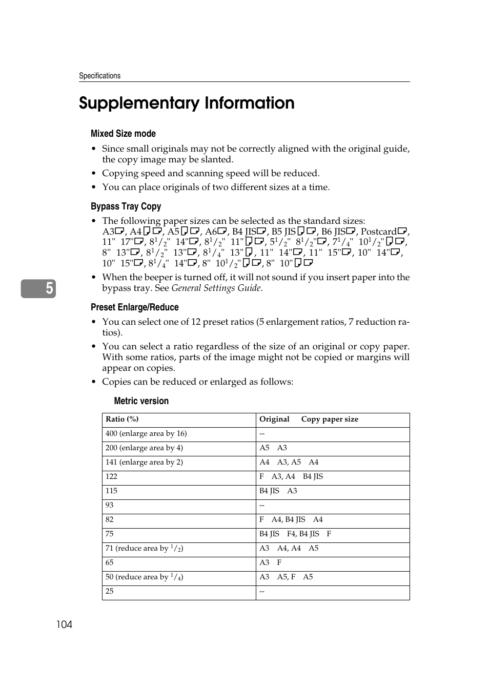 5supplementary information | Savin 4045e User Manual | Page 116 / 132