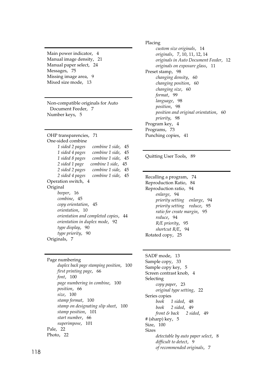 118 m | Savin 4045e User Manual | Page 130 / 132