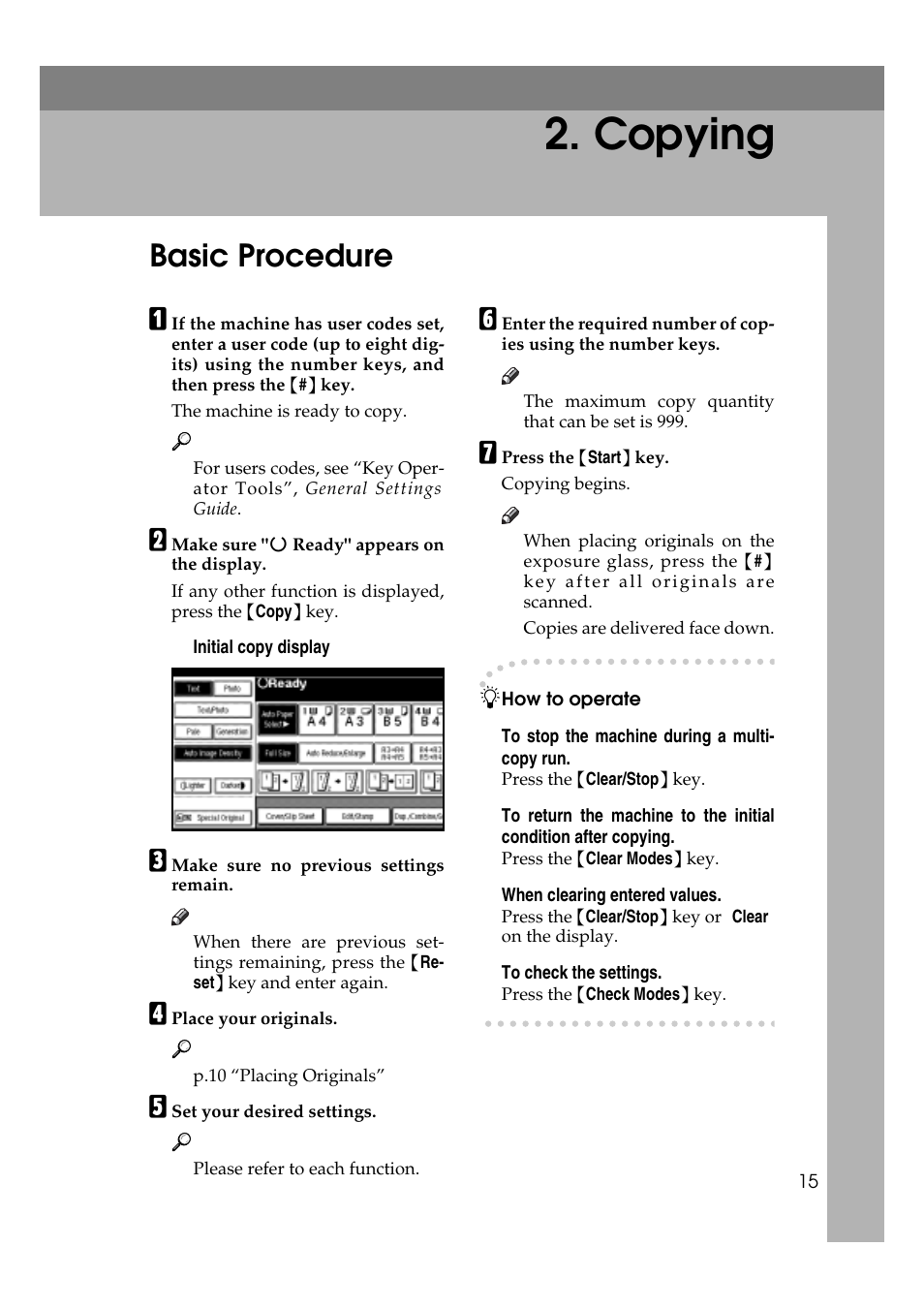 Copying, Basic procedure | Savin 4045e User Manual | Page 27 / 132