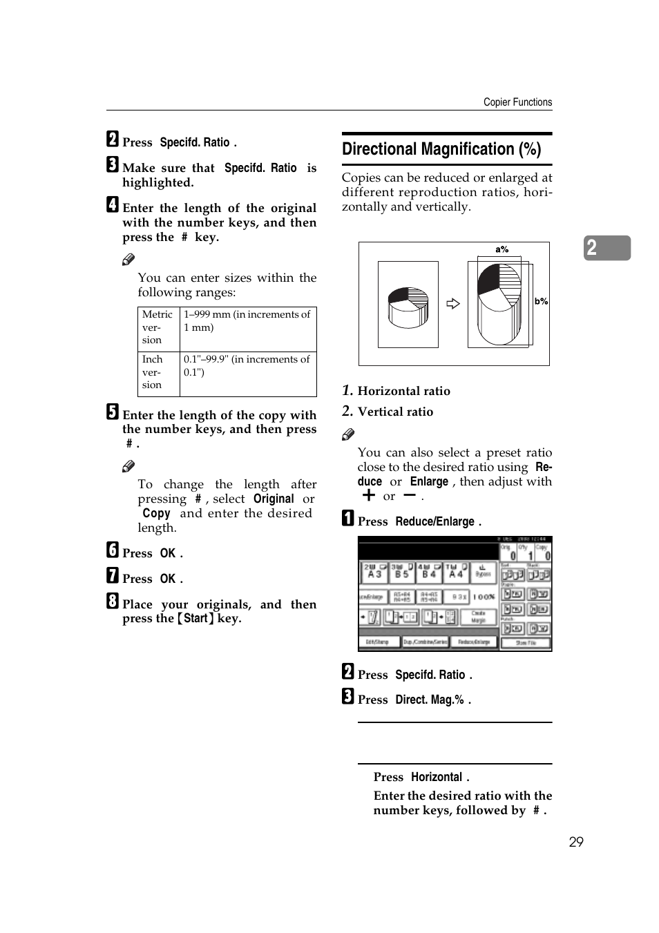 Directional magnification (%) | Savin 4045e User Manual | Page 41 / 132