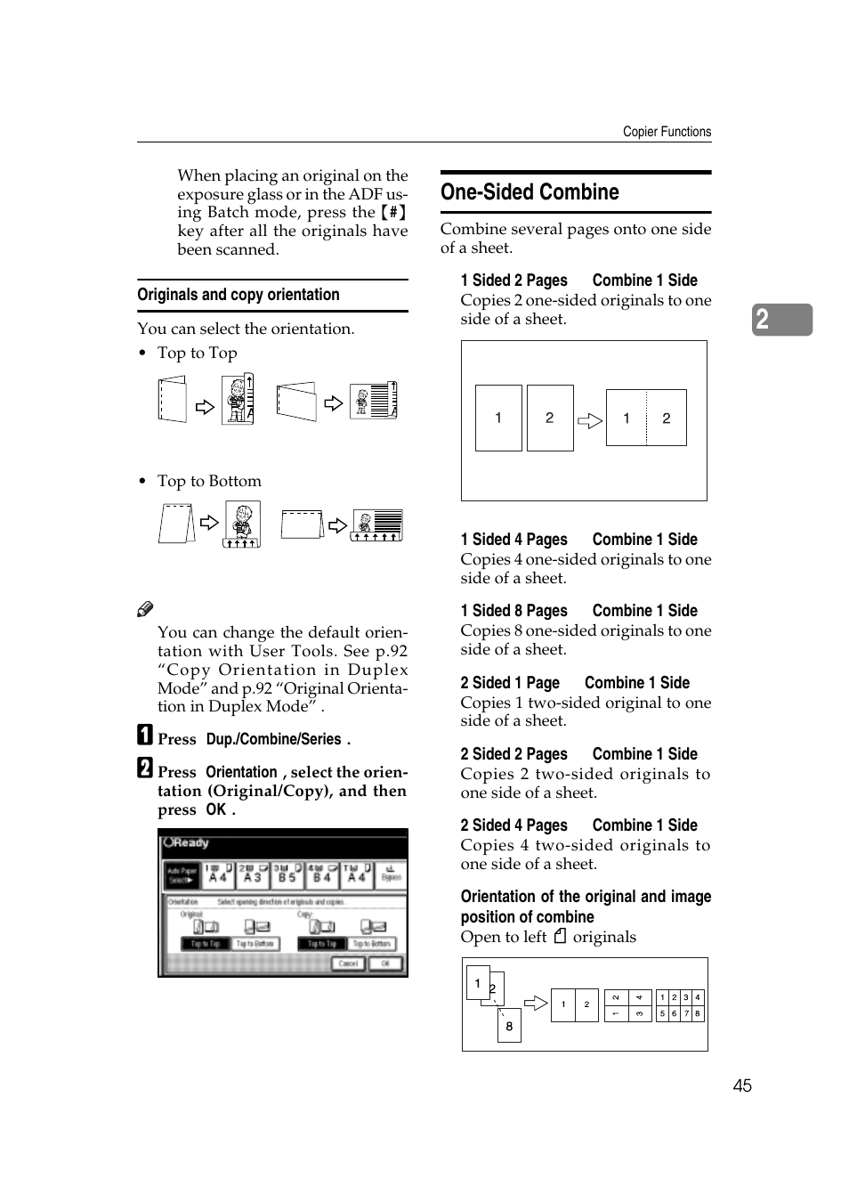 One-sided combine | Savin 4045e User Manual | Page 57 / 132