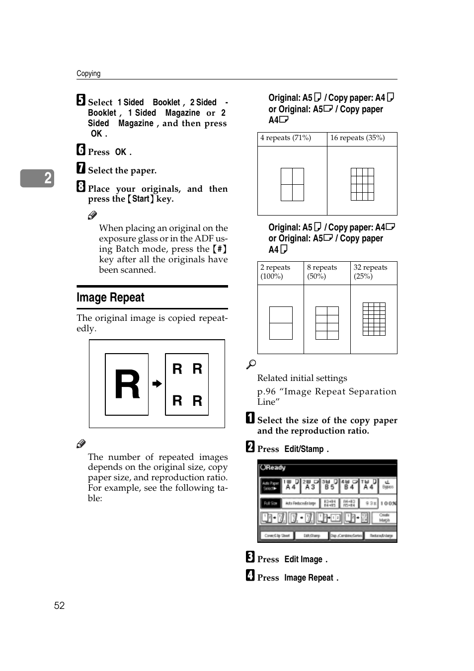 Image repeat | Savin 4045e User Manual | Page 64 / 132