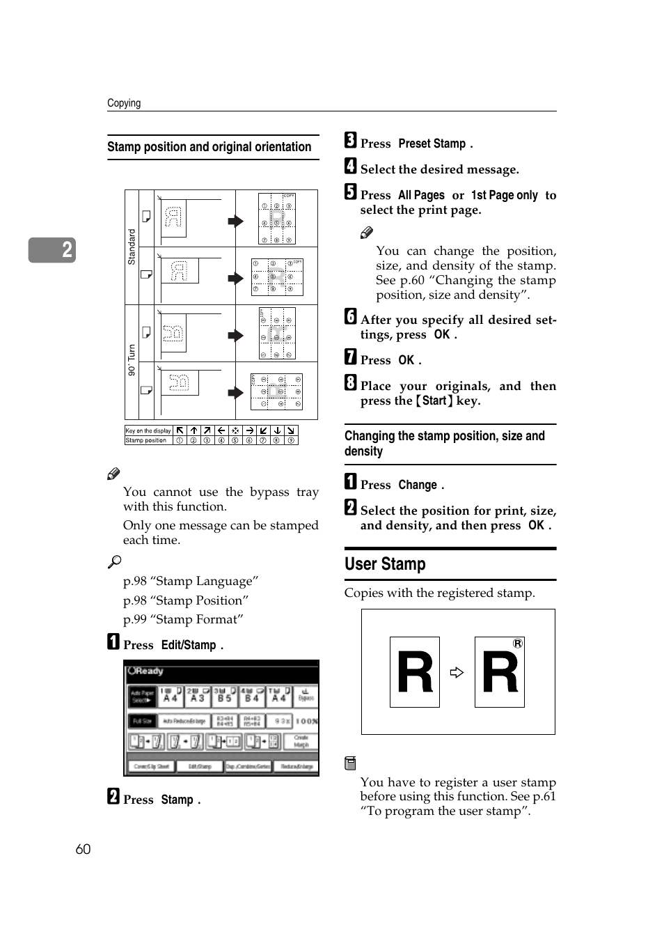 User stamp | Savin 4045e User Manual | Page 72 / 132