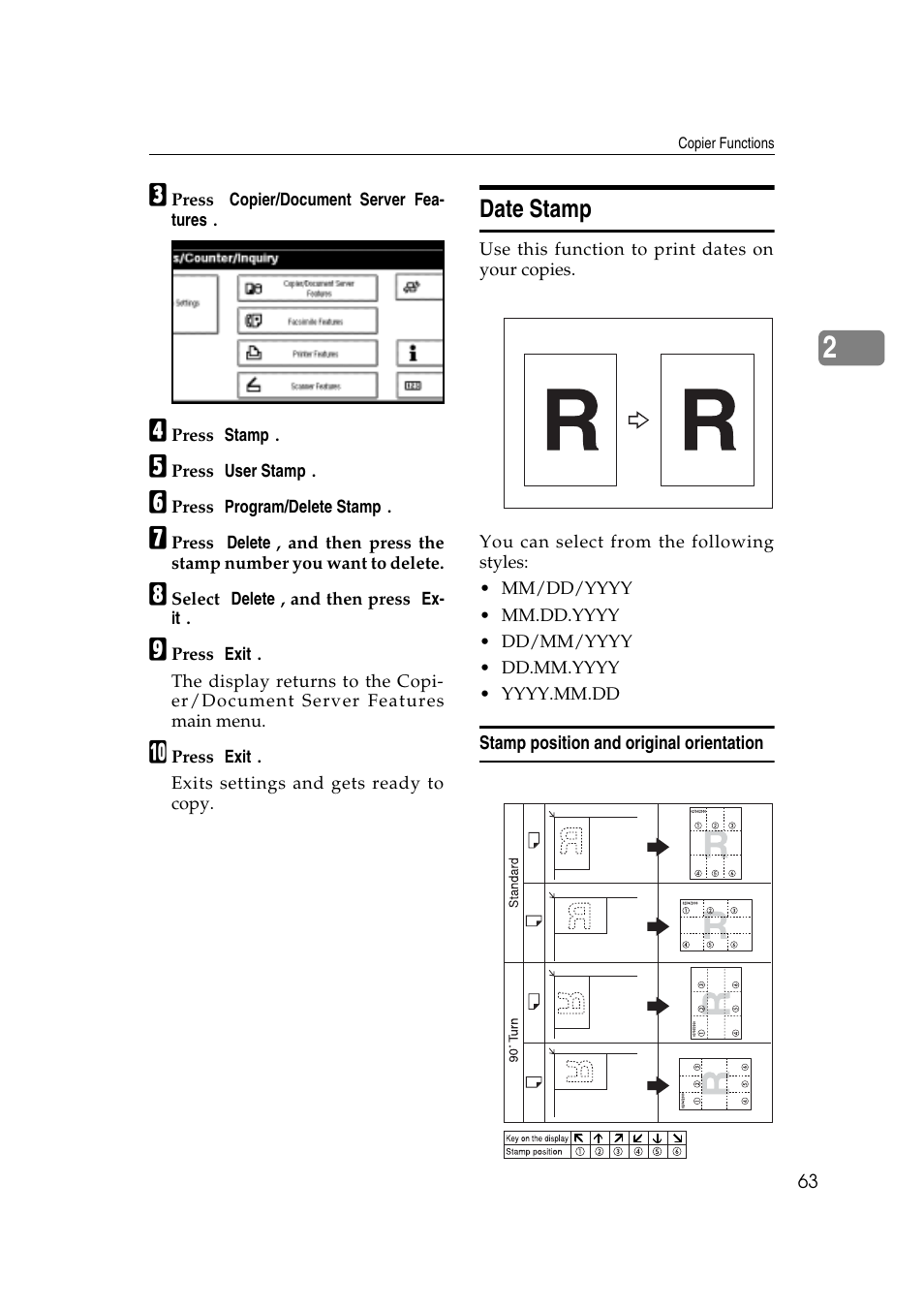 Date stamp | Savin 4045e User Manual | Page 75 / 132