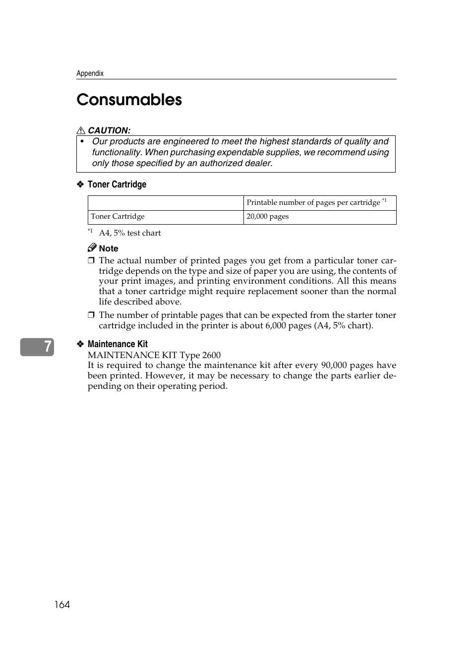 Consumables, 7consumables | Savin MLP26 User Manual | Page 172 / 180