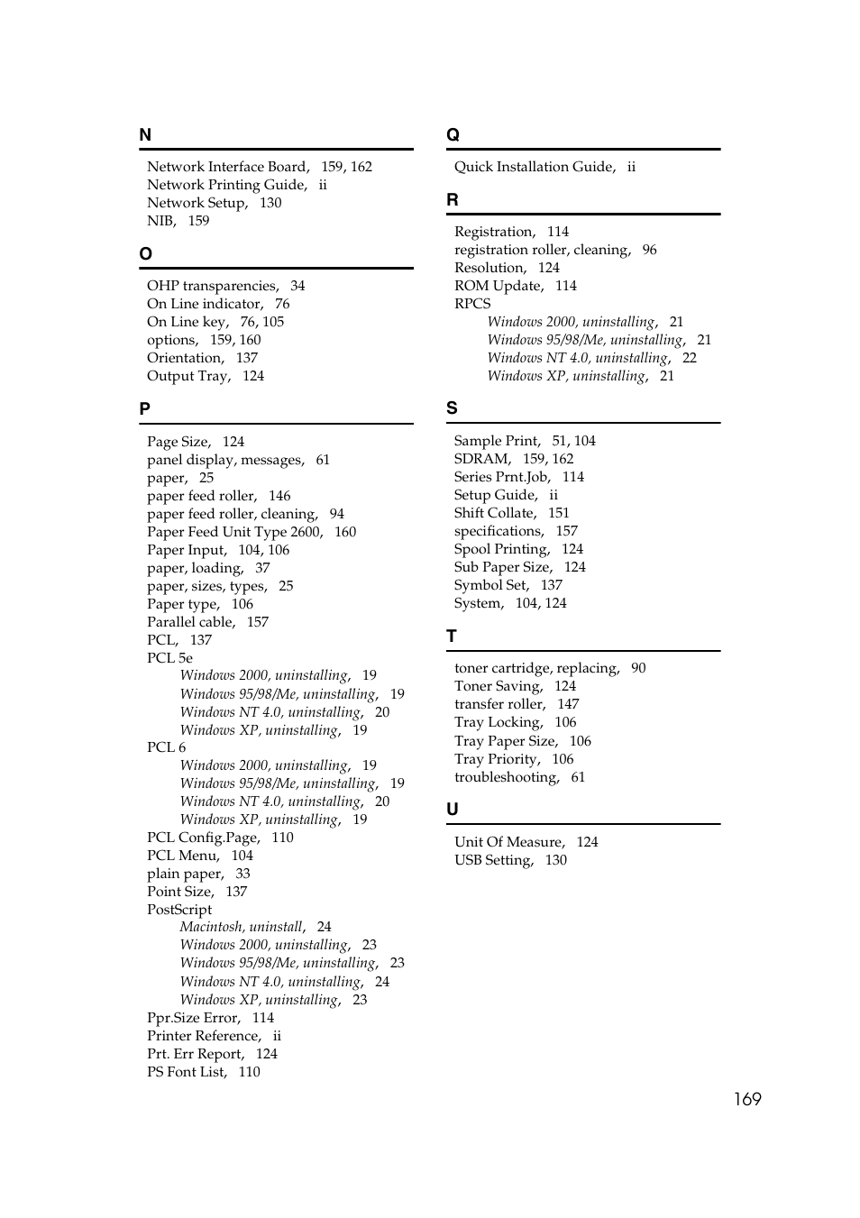 169 n | Savin MLP26 User Manual | Page 177 / 180