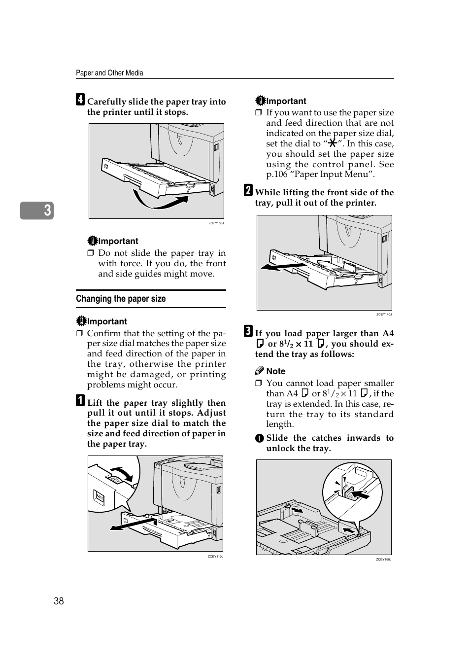 Changing the paper size | Savin MLP26 User Manual | Page 46 / 180