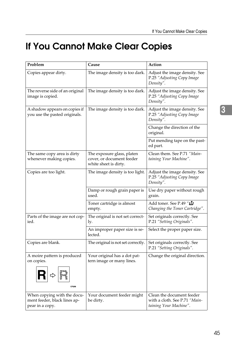 3if you cannot make clear copies | Savin 1502 User Manual | Page 59 / 102
