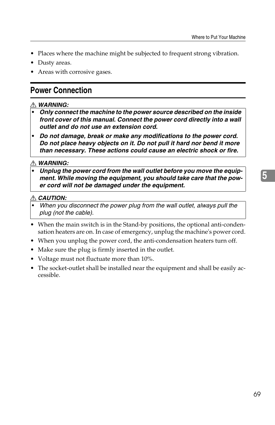 Power connection | Savin 1502 User Manual | Page 83 / 102