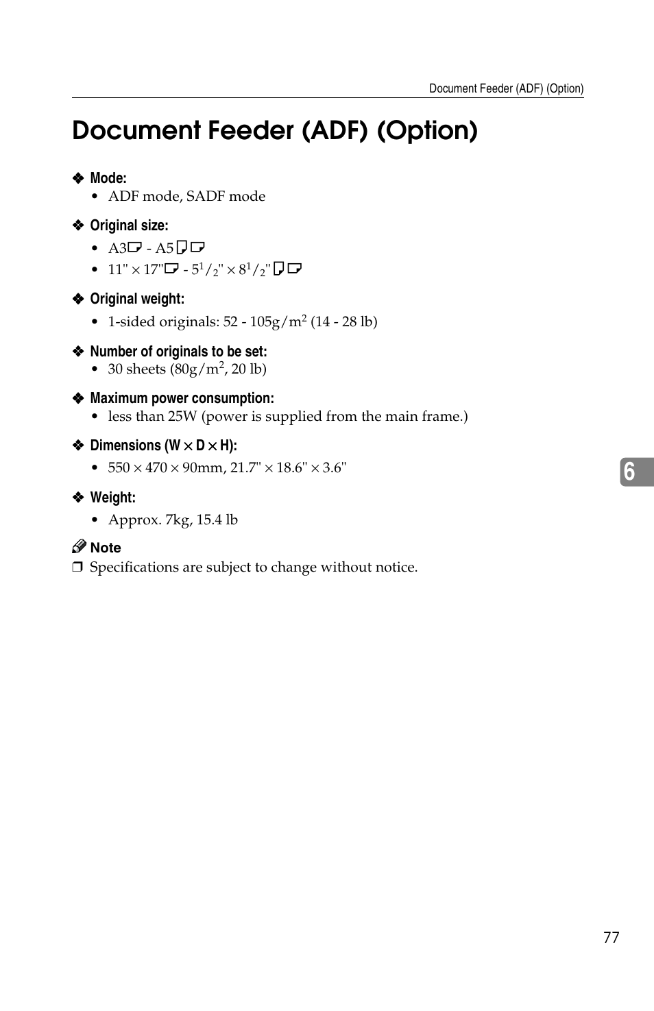 6document feeder (adf) (option) | Savin 1502 User Manual | Page 91 / 102