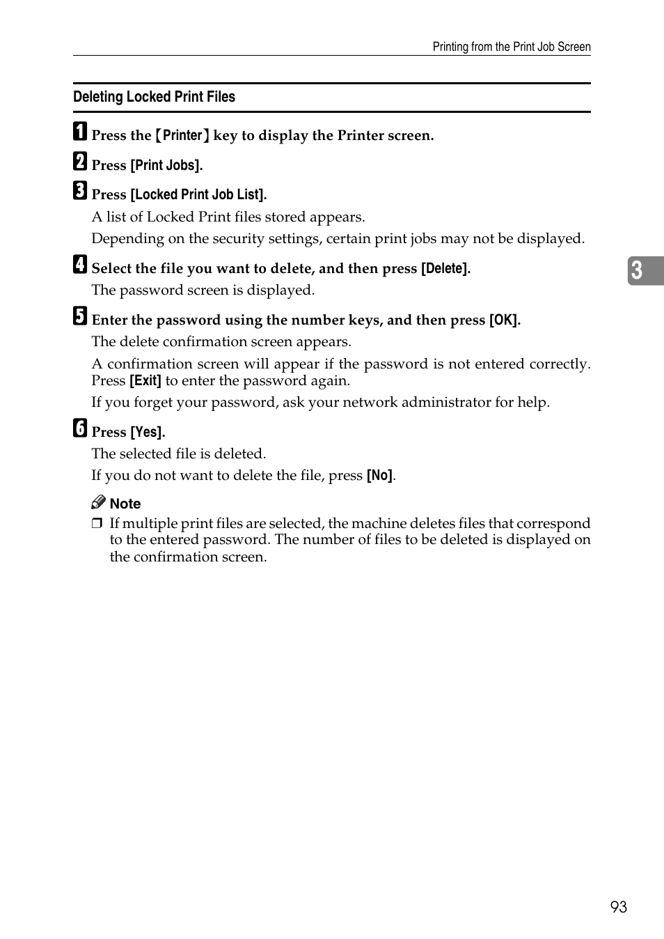 Deleting locked print files | Savin C4540 User Manual | Page 101 / 167