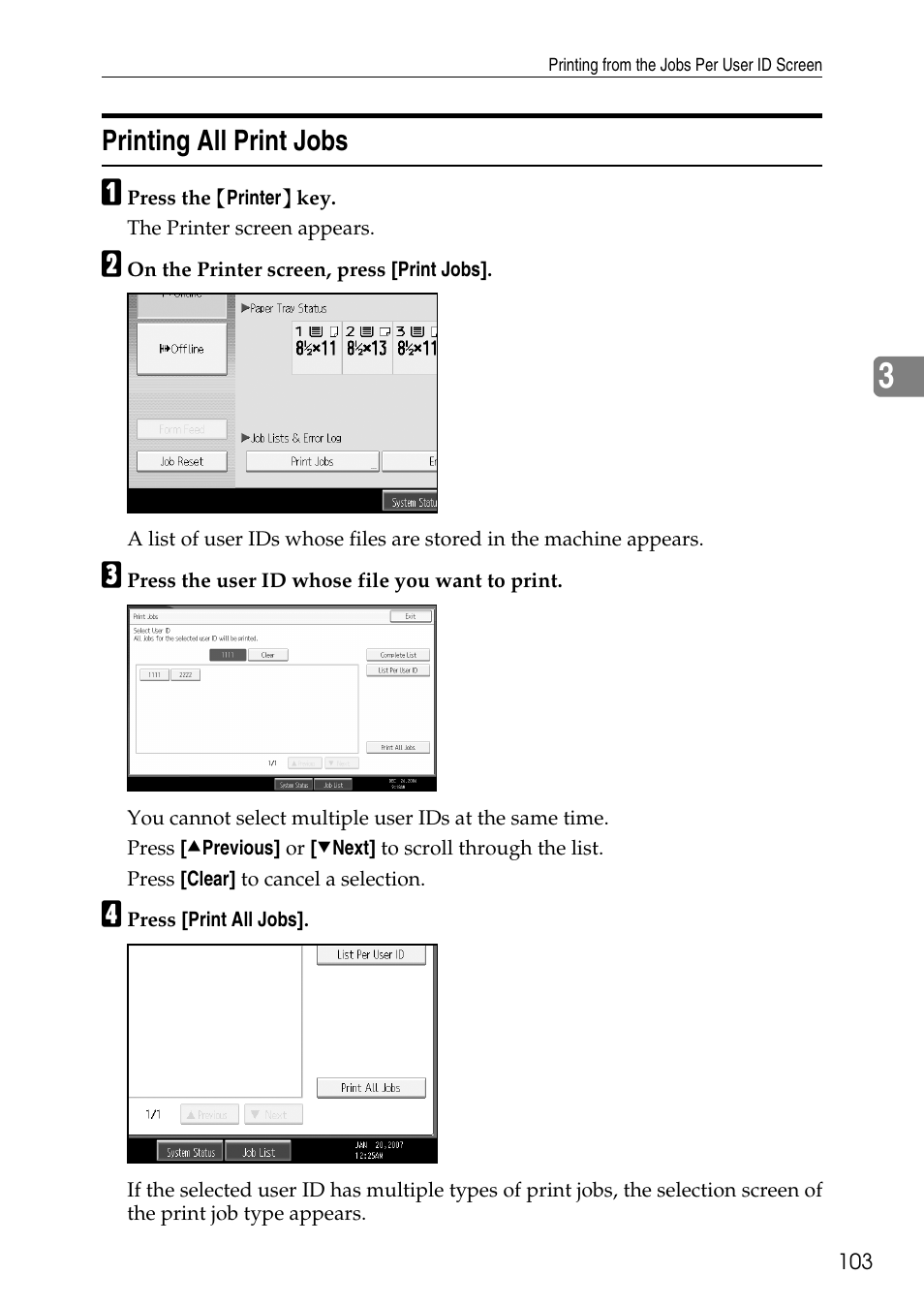 Printing all print jobs | Savin C4540 User Manual | Page 111 / 167