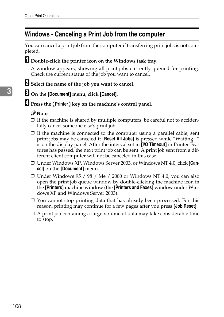 Windows - canceling a print job from the computer | Savin C4540 User Manual | Page 116 / 167