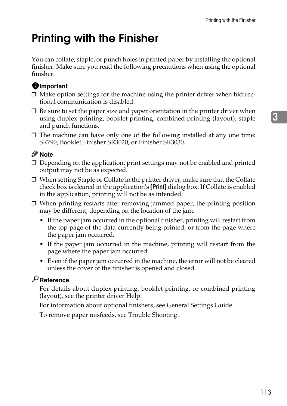 Printing with the finisher, 3printing with the finisher | Savin C4540 User Manual | Page 121 / 167