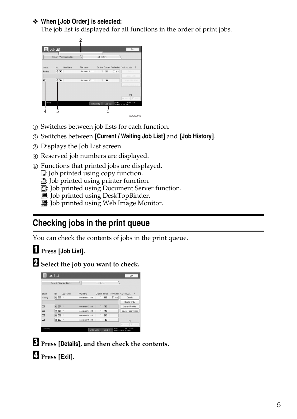 Checking jobs in the print queue | Savin C4540 User Manual | Page 13 / 167