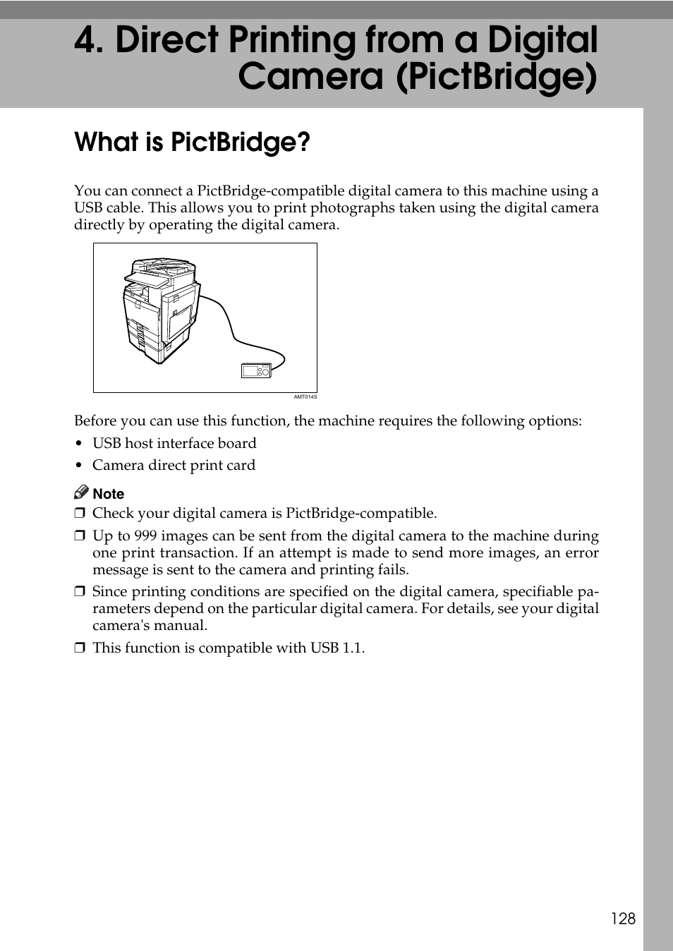 What is pictbridge, Direct printing from a digital camera (pictbridge) | Savin C4540 User Manual | Page 136 / 167