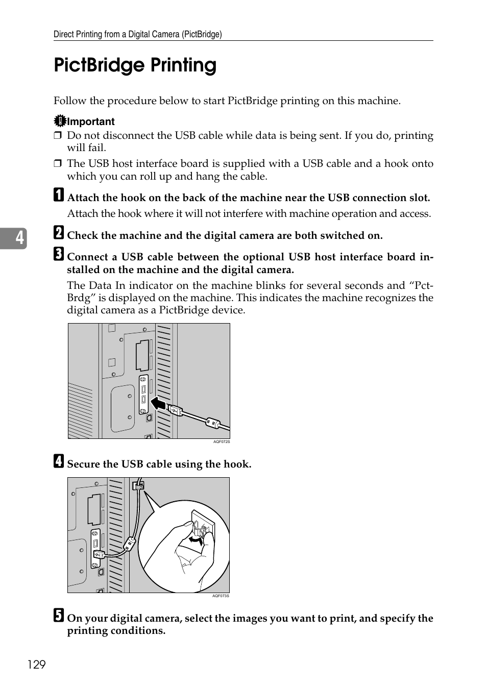 Pictbridge printing, 4pictbridge printing | Savin C4540 User Manual | Page 137 / 167