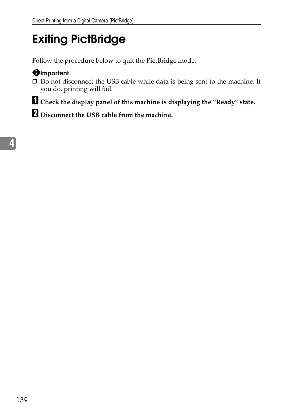 Exiting pictbridge, 4exiting pictbridge | Savin C4540 User Manual | Page 147 / 167
