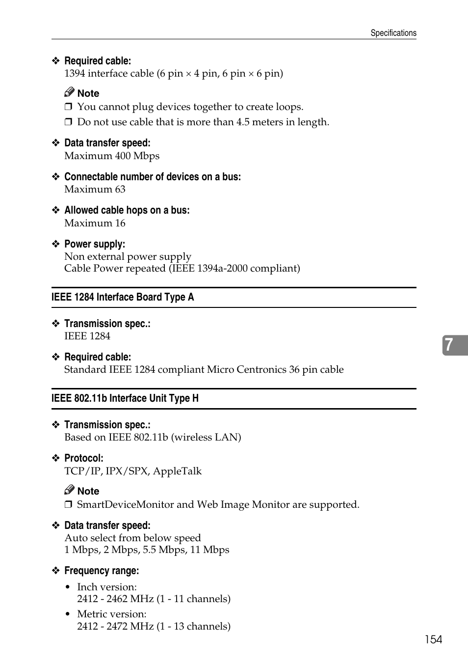 Ieee 1284 interface board type a, Ieee 802.11b interface unit type h | Savin C4540 User Manual | Page 162 / 167