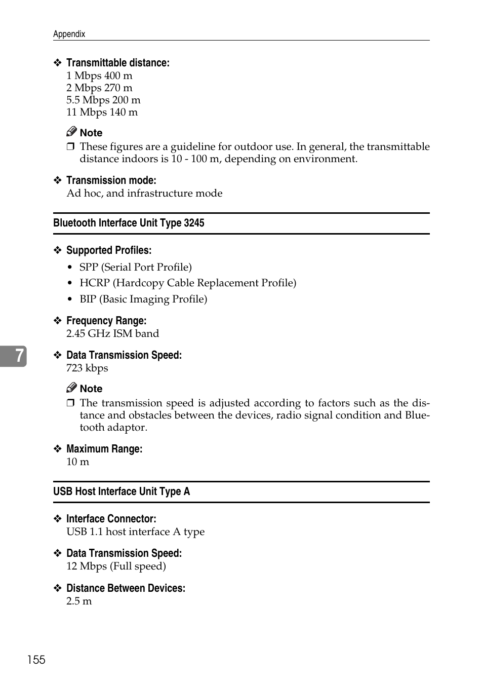 Bluetooth interface unit type 3245, Usb host interface unit type a | Savin C4540 User Manual | Page 163 / 167