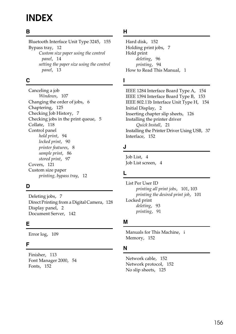 Index | Savin C4540 User Manual | Page 164 / 167