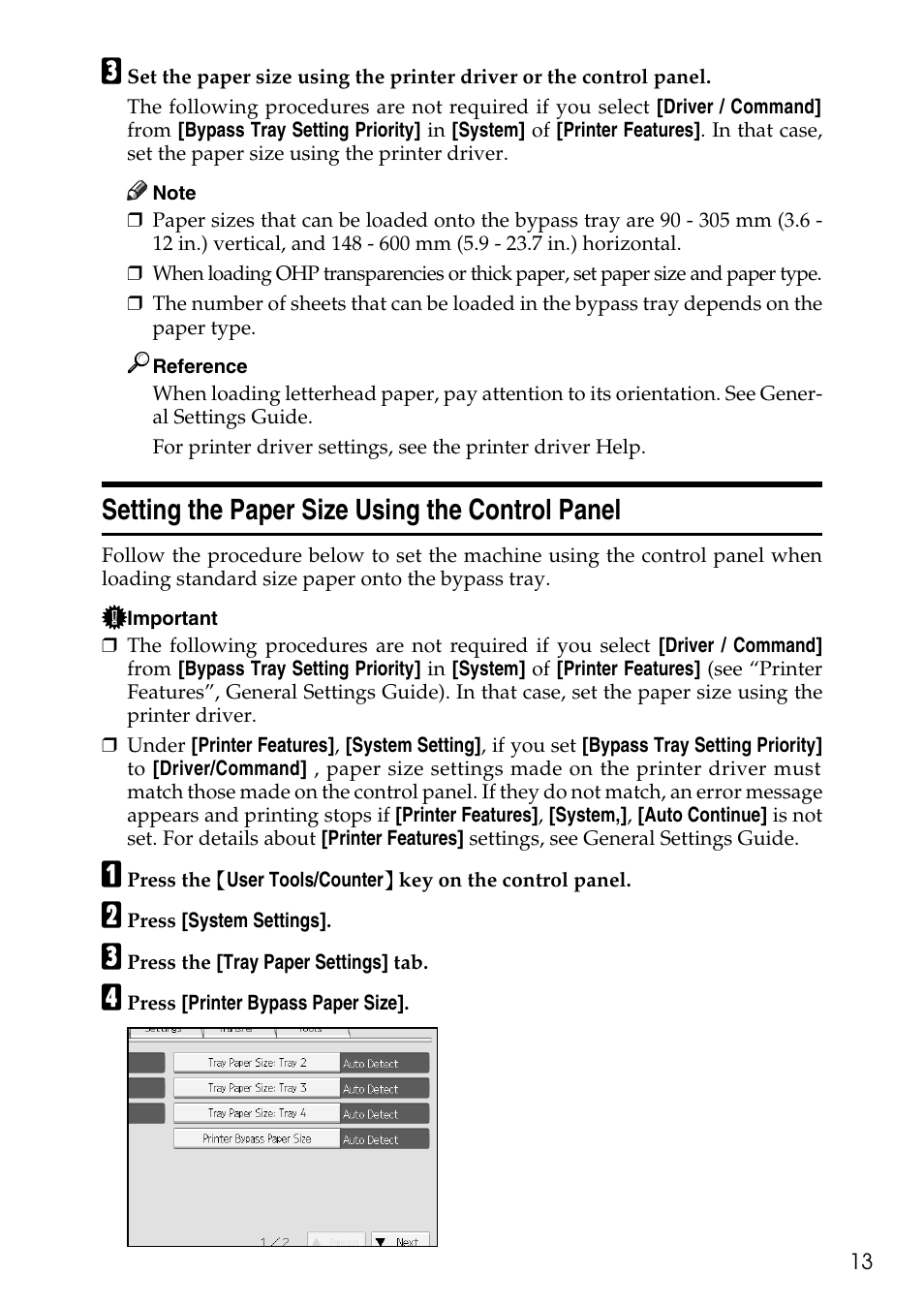 Setting the paper size using the control panel | Savin C4540 User Manual | Page 21 / 167