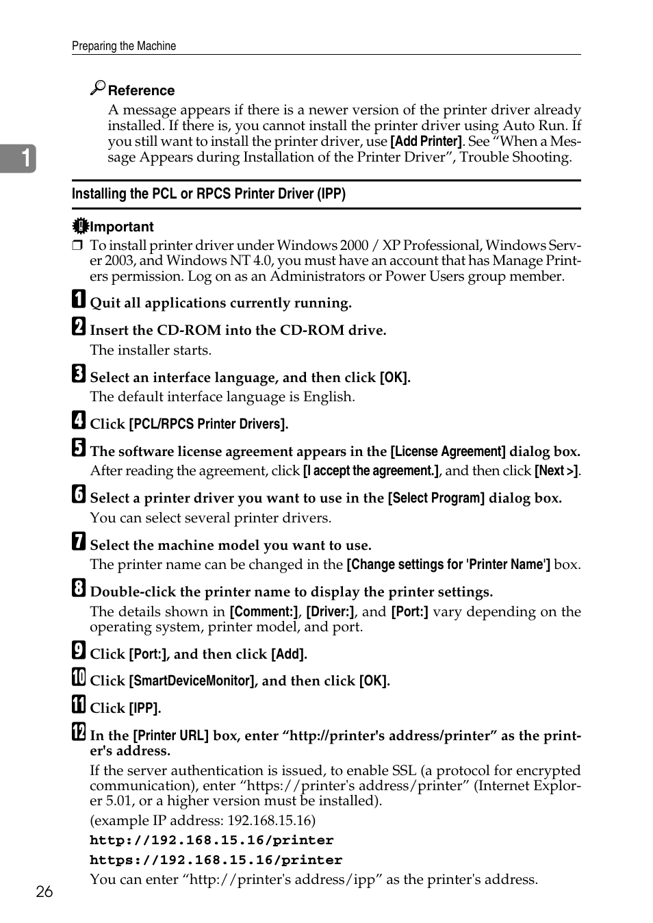 Installing the pcl or rpcs printer driver (ipp) | Savin C4540 User Manual | Page 34 / 167