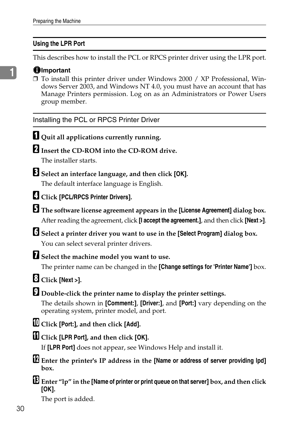 Using the lpr port | Savin C4540 User Manual | Page 38 / 167