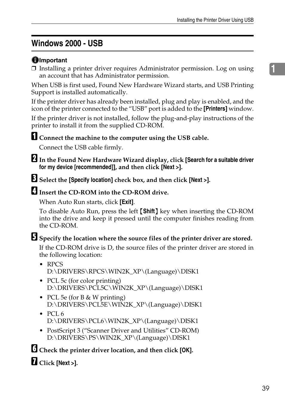 Windows 2000 - usb | Savin C4540 User Manual | Page 47 / 167