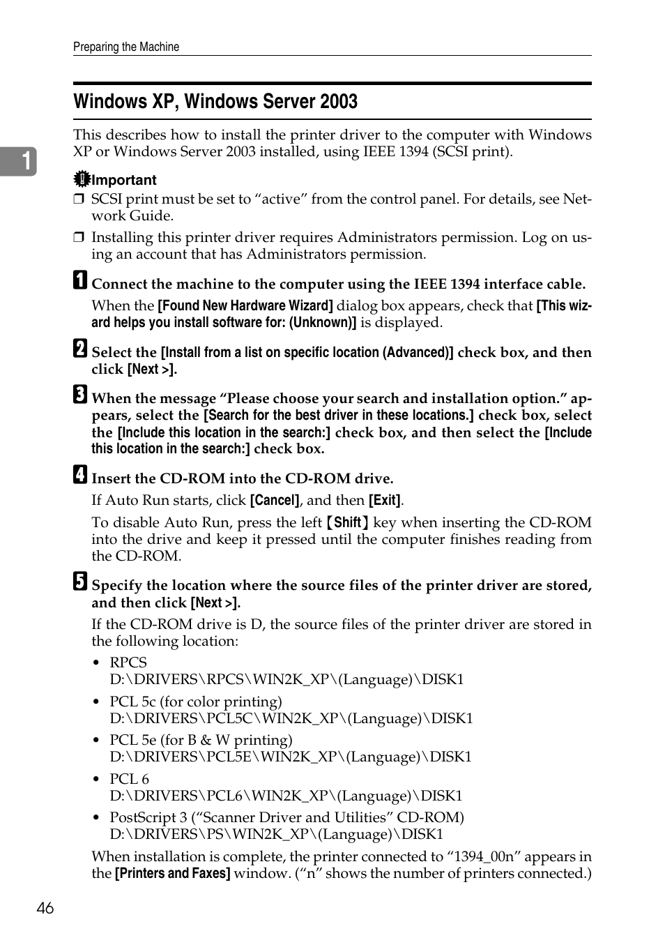 Windows xp, windows server 2003 | Savin C4540 User Manual | Page 54 / 167