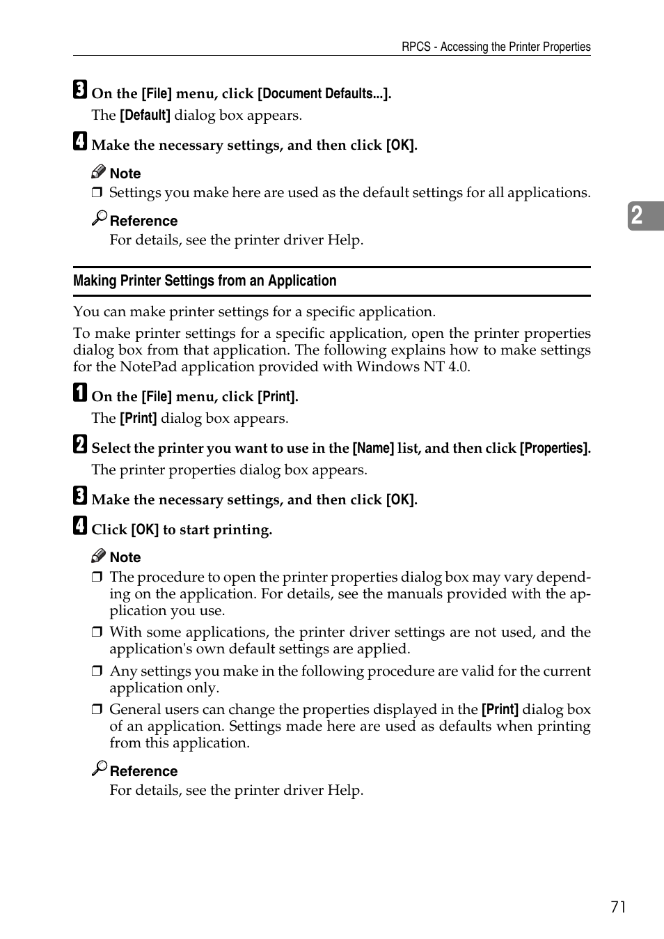 Making printer settings from an application | Savin C4540 User Manual | Page 79 / 167