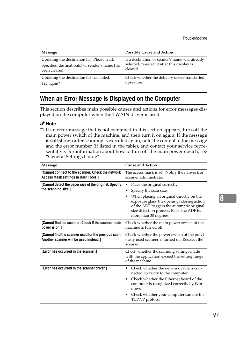 When an error message is displayed on the computer | Savin 1232 User Manual | Page 101 / 108