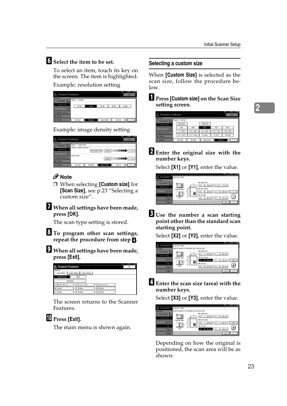 Selecting a custom size | Savin 1232 User Manual | Page 27 / 108