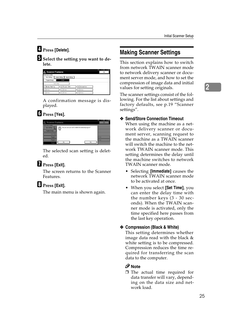 Making scanner settings, P.25 | Savin 1232 User Manual | Page 29 / 108