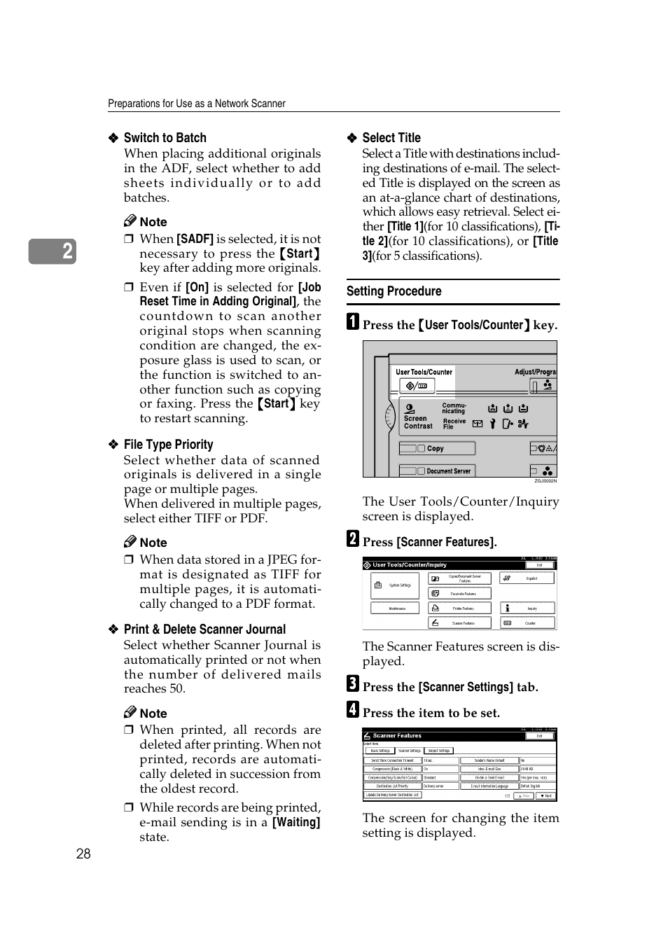 Setting procedure | Savin 1232 User Manual | Page 32 / 108