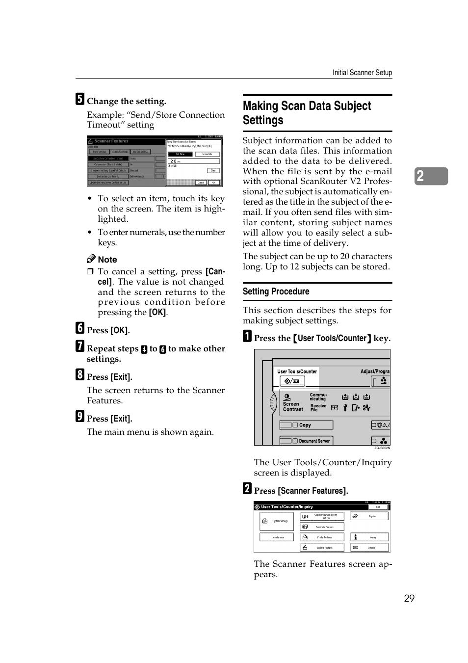 Making scan data subject settings, Setting procedure, P.29 | Savin 1232 User Manual | Page 33 / 108