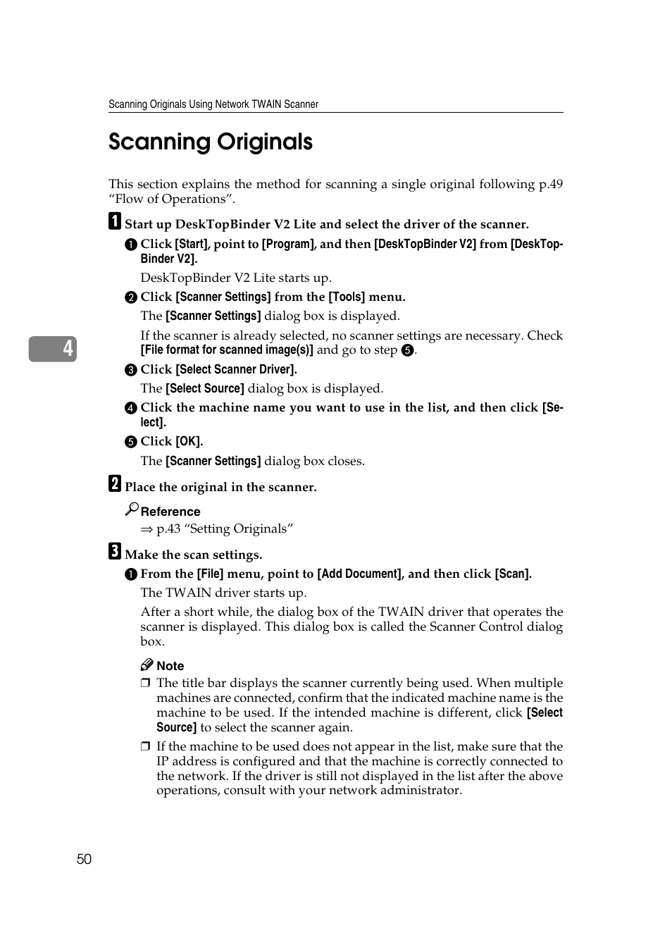 Scanning originals, 4scanning originals | Savin 1232 User Manual | Page 54 / 108
