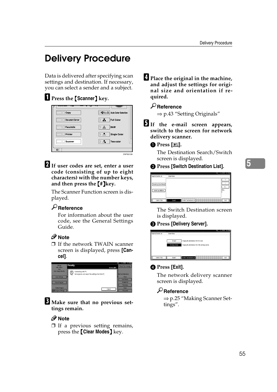 Delivery procedure, 5delivery procedure | Savin 1232 User Manual | Page 59 / 108