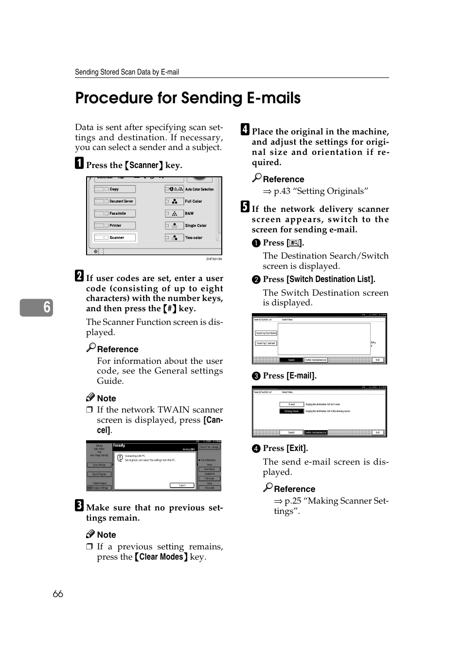 Procedure for sending e-mails, 6procedure for sending e-mails | Savin 1232 User Manual | Page 70 / 108