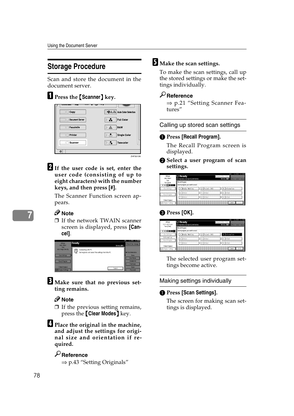Storage procedure | Savin 1232 User Manual | Page 82 / 108