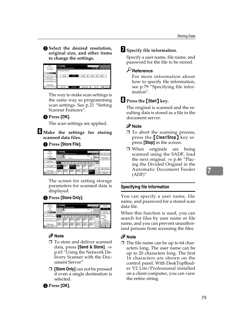Specifying file information | Savin 1232 User Manual | Page 83 / 108