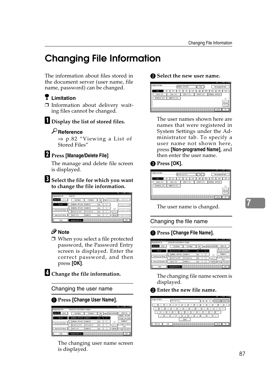 Changing file information, 7changing file information | Savin 1232 User Manual | Page 91 / 108